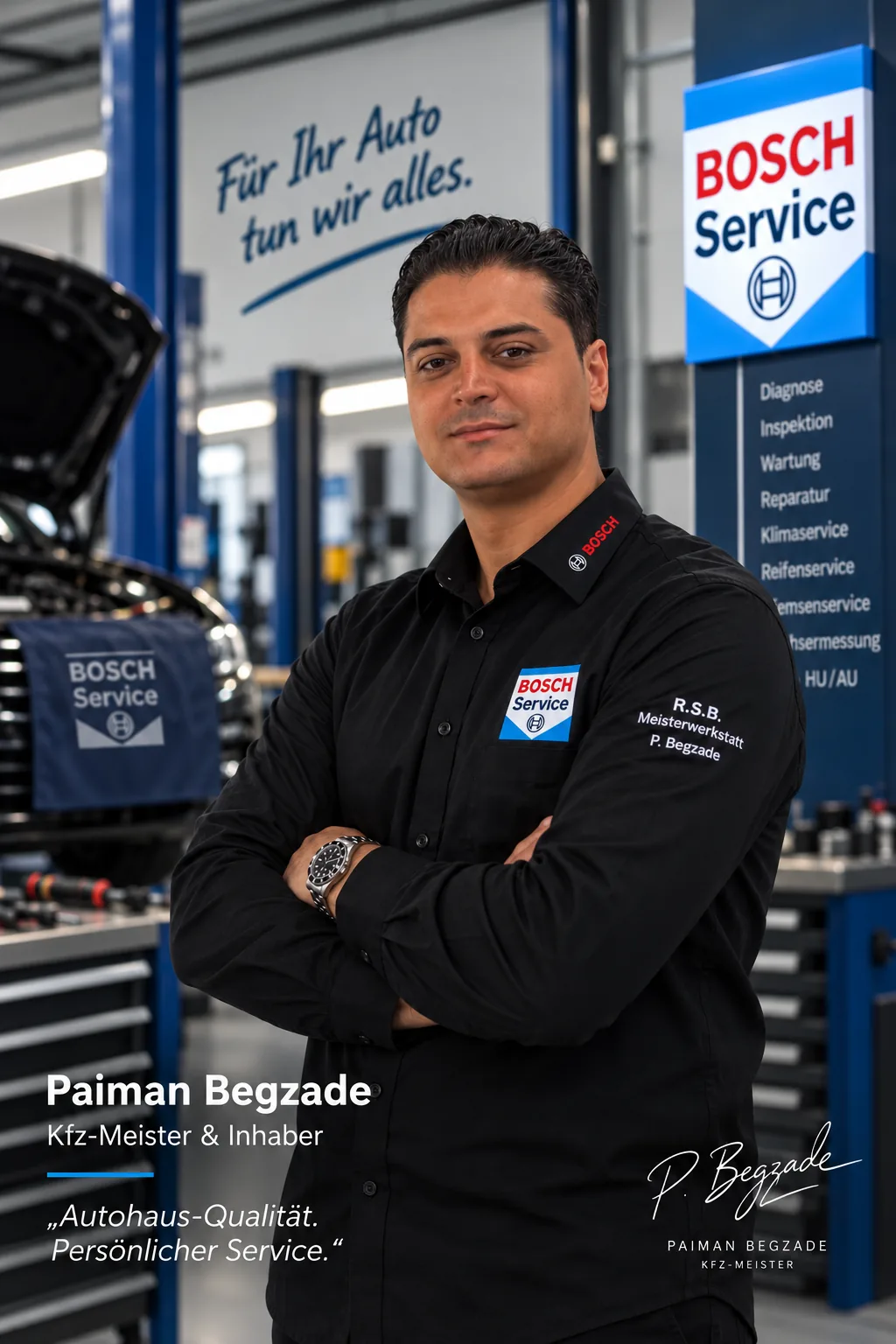 Paiman Begzade, Kfz-Meister und Inhaber der R.S.B. Meisterwerkstatt