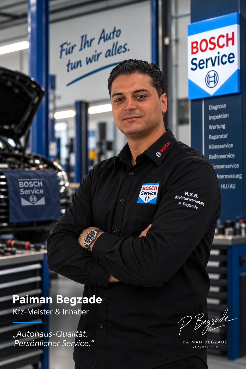 Paiman Begzade, Kfz-Meister und Inhaber der R.S.B. Meisterwerkstatt